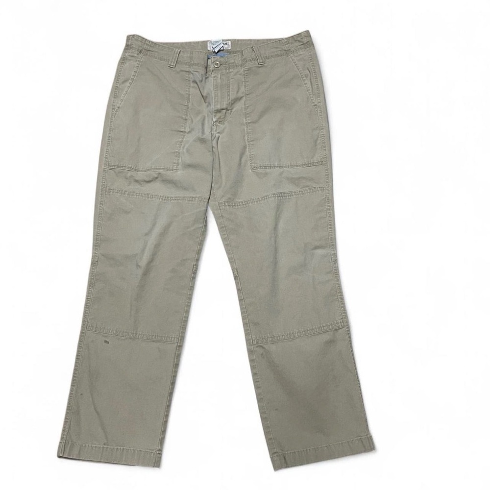 LL Bean Stretch Canvas Standard Fit Double Knee Cotton Pants Mens Sz 36x28 Beige